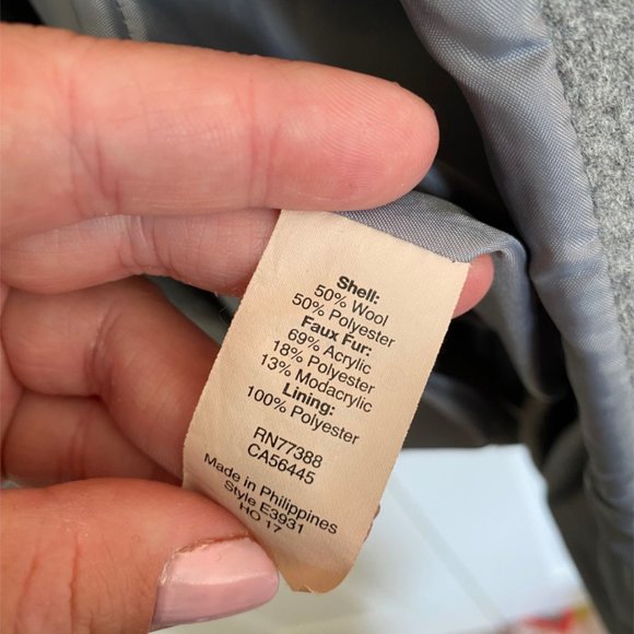 JCrew Wool Blend Faux-Fur Hooded Coat - Slate Gray - Size 8 - Discountinued - Picture 3 of 4